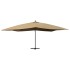 Sombrilla lateral voladiza con poste madera taupe 400x300