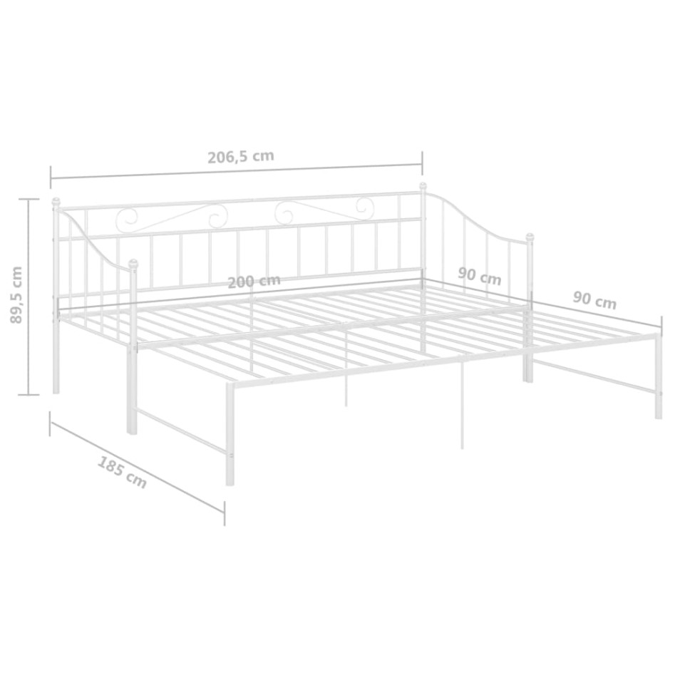 Estructura de sofá cama extraíble de metal blanco 90x200