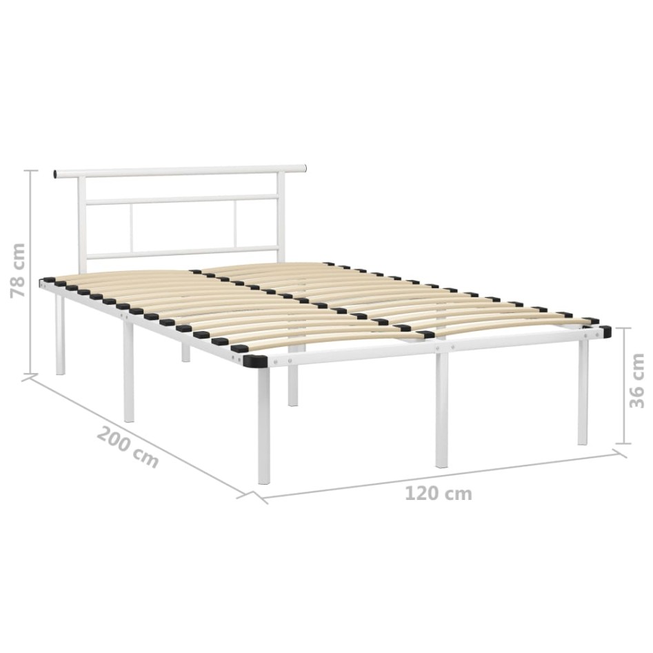 Estructura de cama de metal blanco 120x200