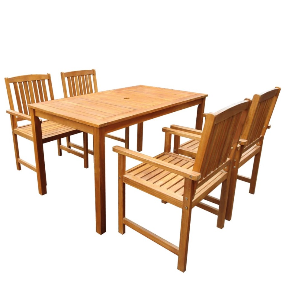 Set de comedor de jardín 5 piezas madera maciza de