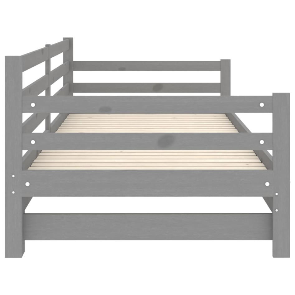 Sofá cama extraíble madera maciza de pino gris 2x(90x200)