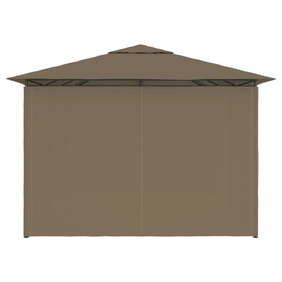 Marquesina de jardín con cortinas gris taupe 4x3 m 180