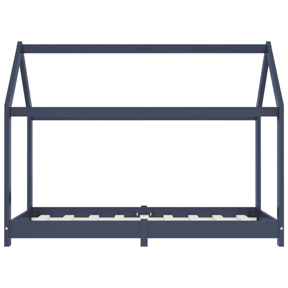 Estructura de cama infantil madera maciza pino gris 70x140