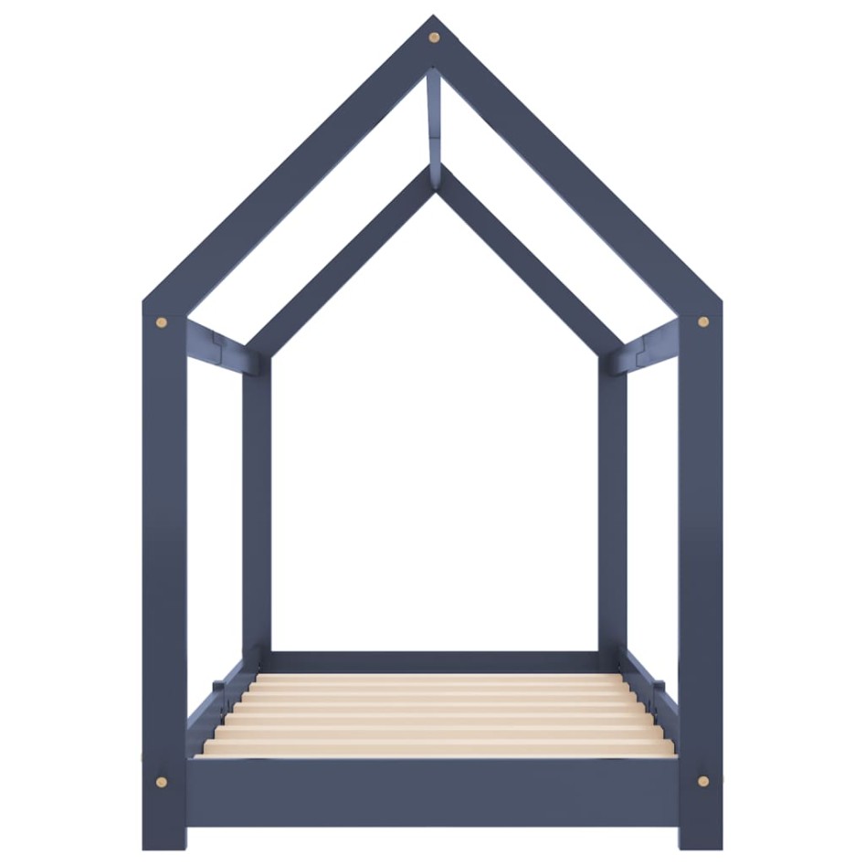 Estructura de cama infantil madera maciza pino gris 70x140