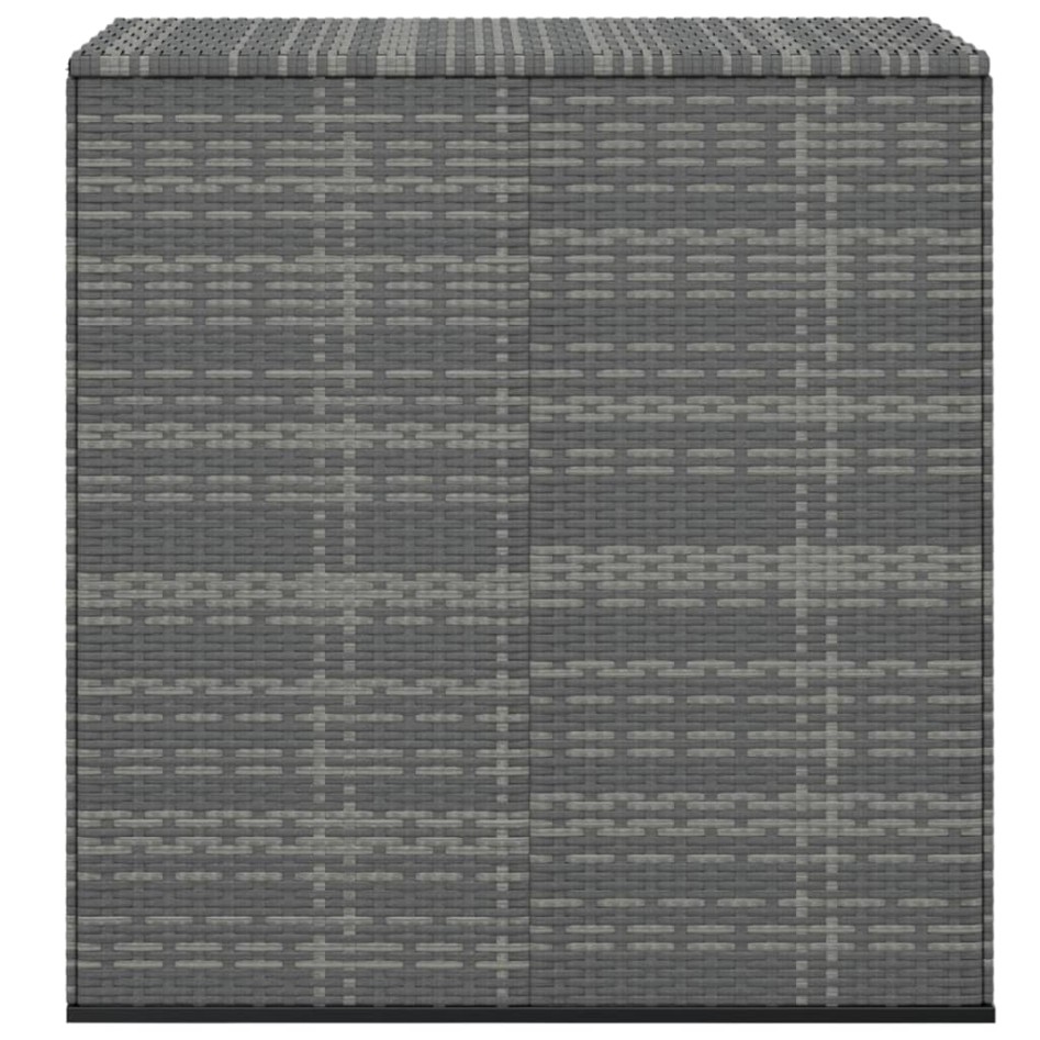 Baúl de cojines para jardín de ratán PE gris 100x49x103,5