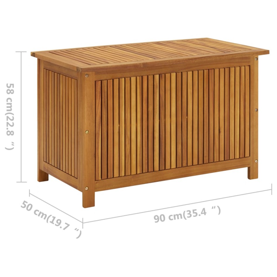 Caja de almacenaje de jardín madera maciza acacia 90x50x58