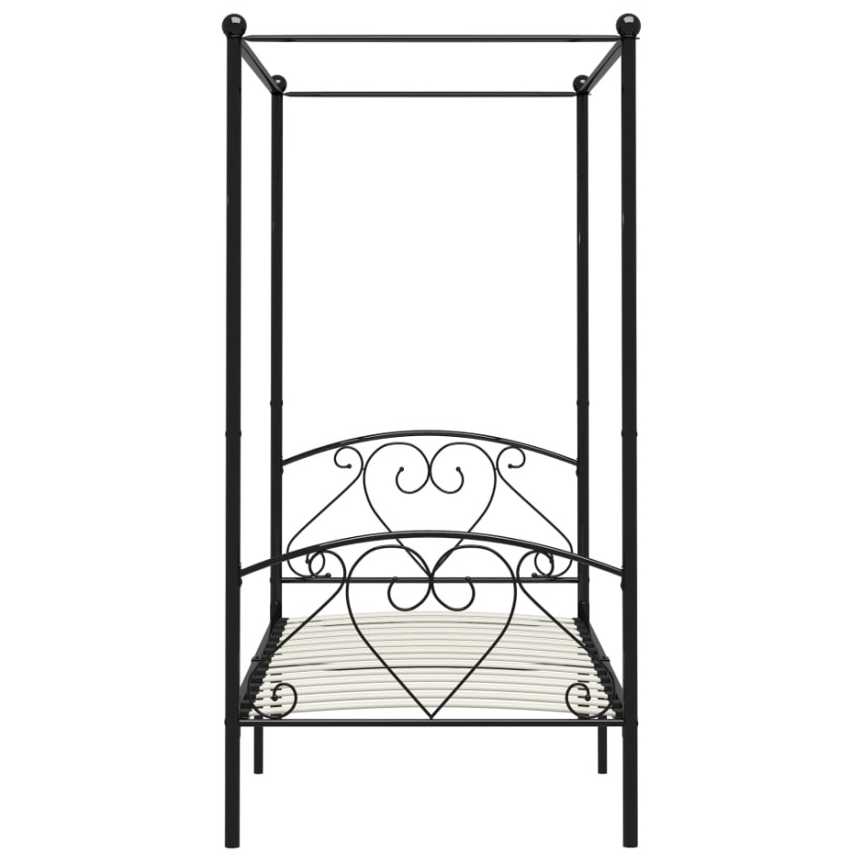 Estructura de cama con dosel metal negro 90x200