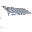 Toldo manual retráctil 400 cm azul y blanco a rayas