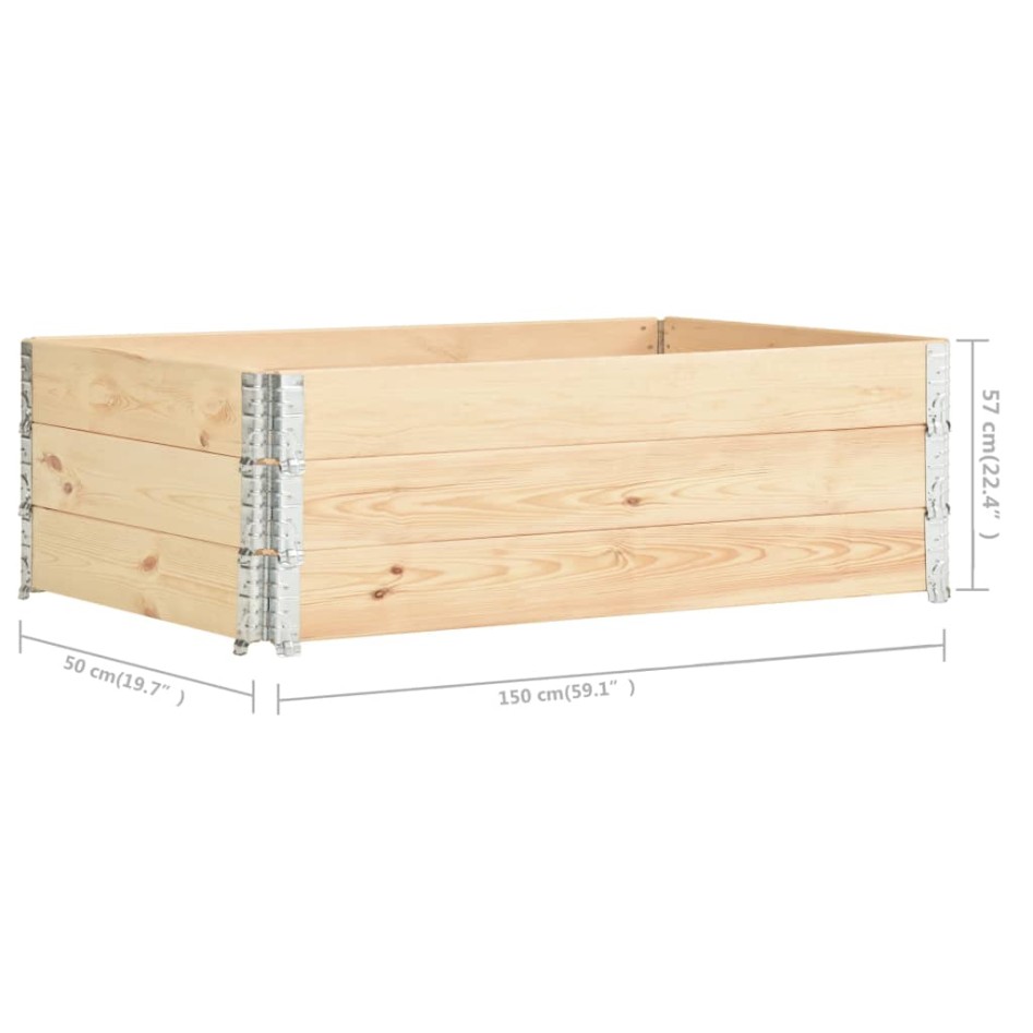 Caja de palés 3 unidades madera maciza de pino 50x150
