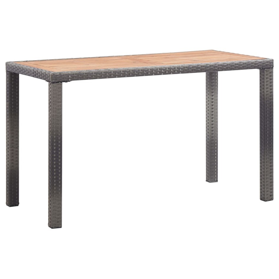 Mesa de jardín madera maciza acacia gris y marrón 123x60x74