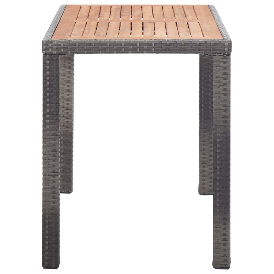 Mesa de jardín madera maciza acacia gris y marrón 123x60x74