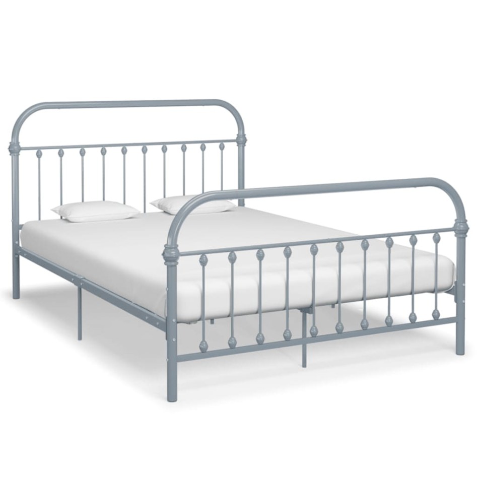 Estructura de cama de metal gris 160x200