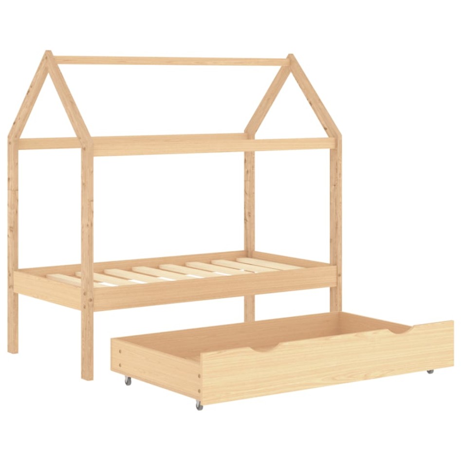 Estructura de cama infantil con cajón madera de pino 70x140