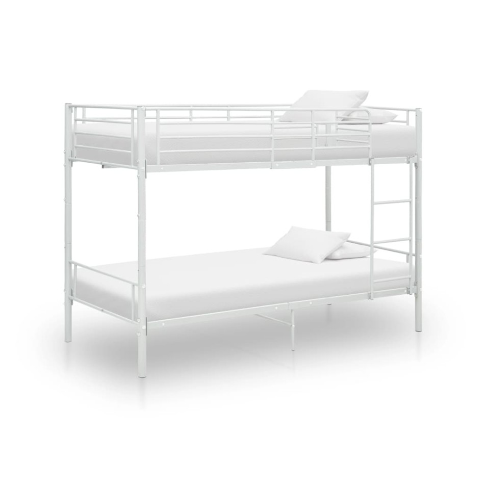Cama litera de metal blanca 90x200