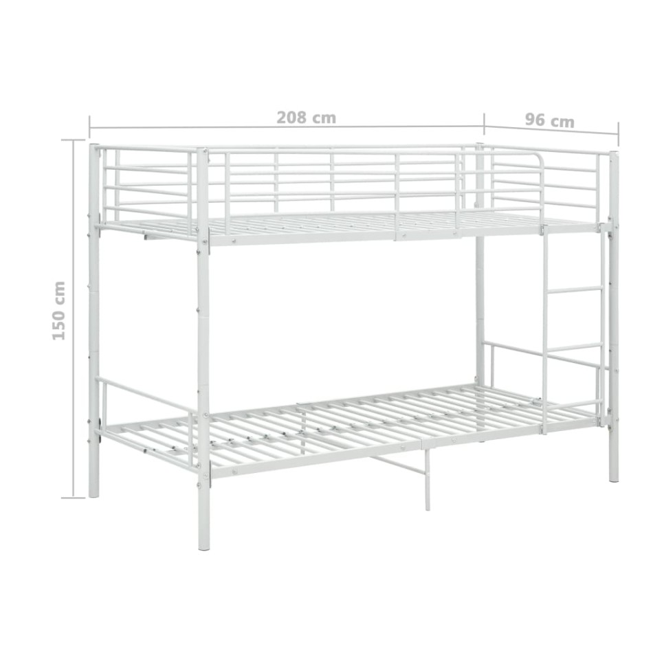 Cama litera de metal blanca 90x200