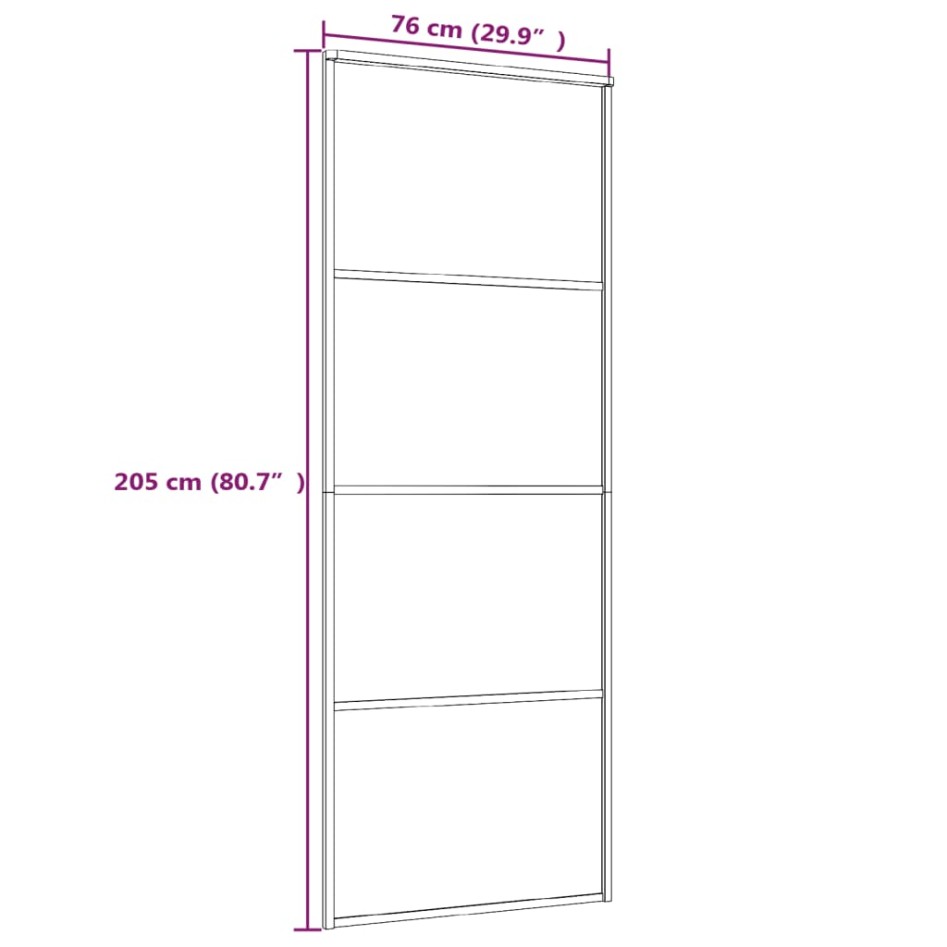 Puerta corredera ESG aluminio y vidrio ESG negra 76x205