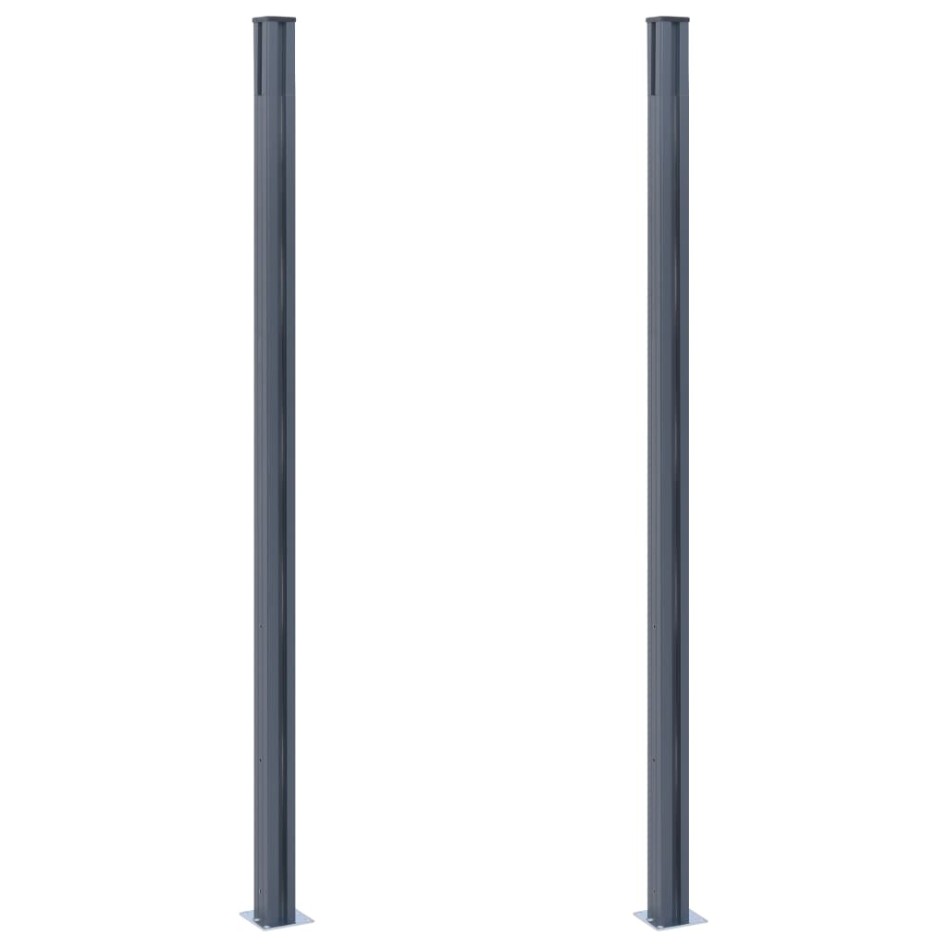 Postes de valla 2 unidades aluminio gris oscuro 185