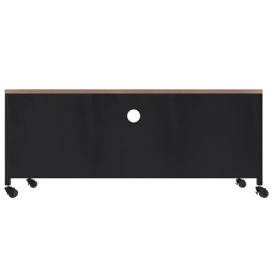 Mueble TV hierro y madera maciza de abeto negro 110x30x43