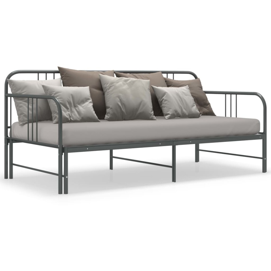 Estructura de sofá cama extraíble de metal gris 90x200