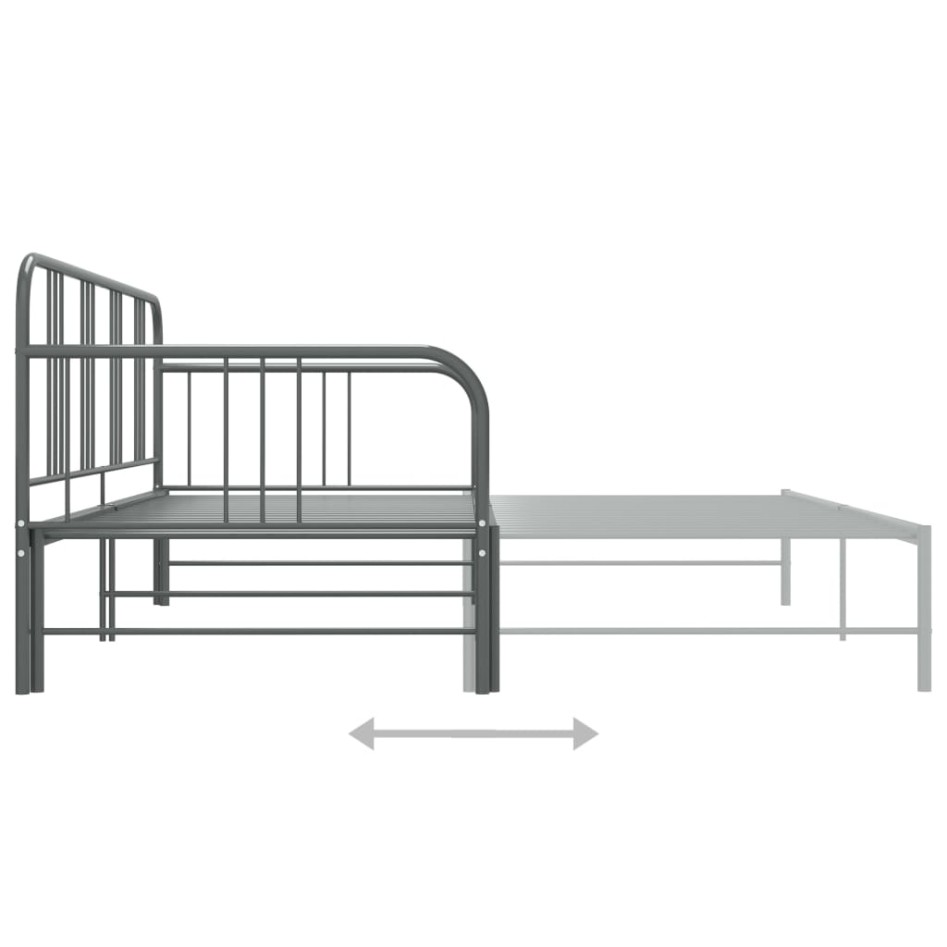 Estructura de sofá cama extraíble de metal gris 90x200