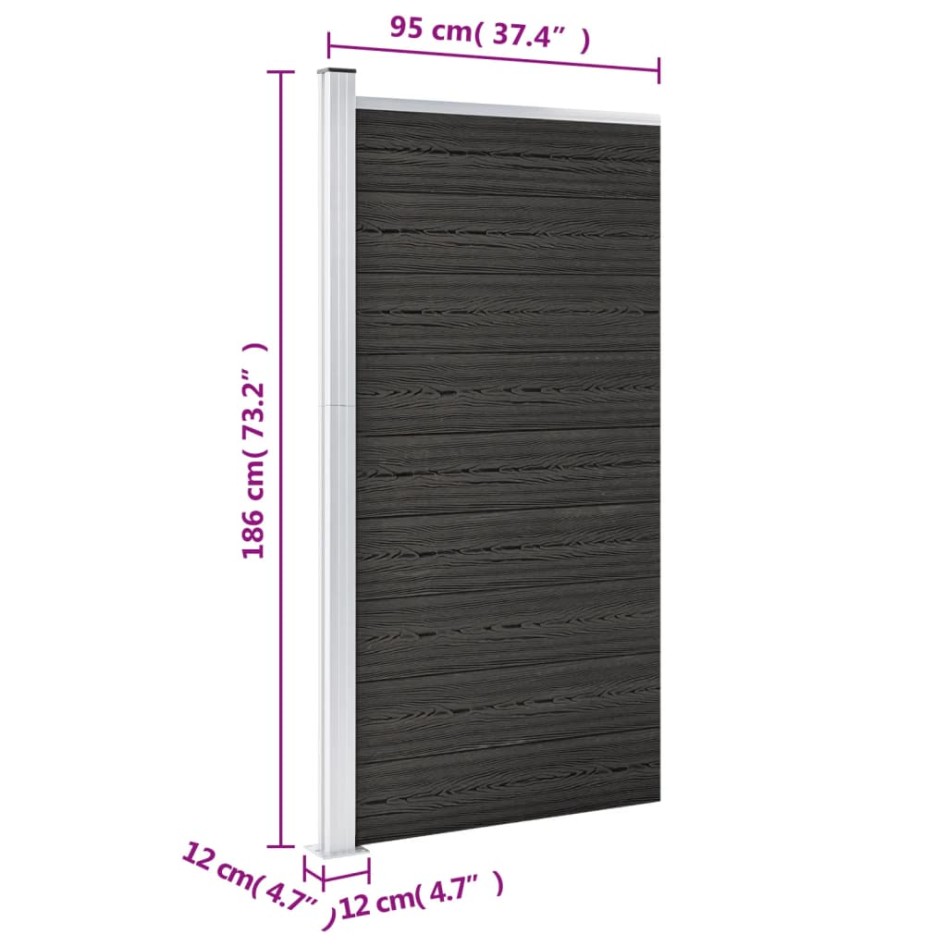 Panel de valla WPC gris 95x186