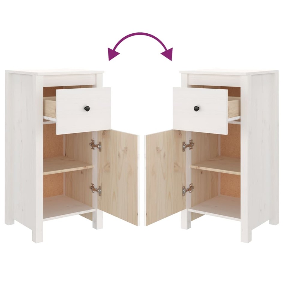 Aparadores 2 uds madera maciza de pino blanco 40x35x80