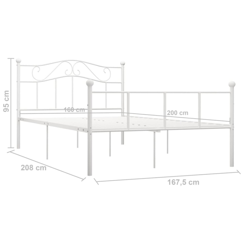 Estructura de cama de metal blanca 160x200