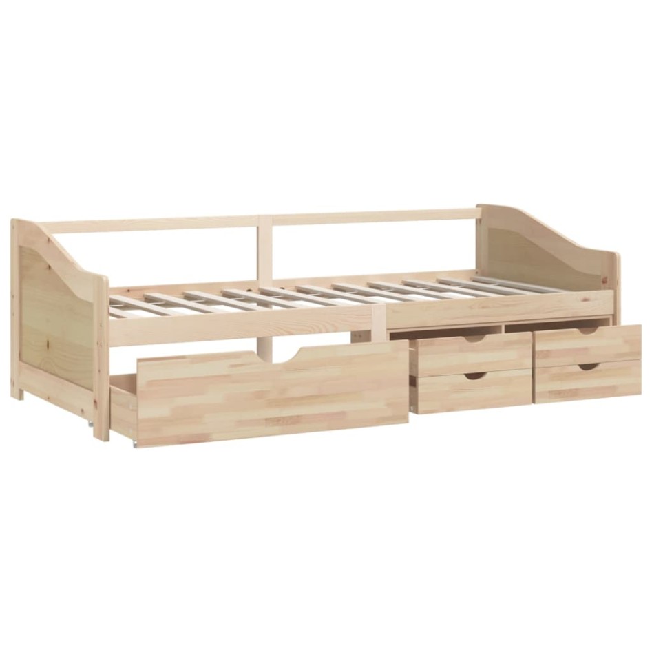 Sofá cama 3 plazas con cajones madera maciza pino 90x200