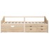 Sofá cama 3 plazas con cajones madera maciza pino 90x200