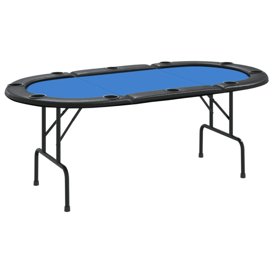 Mesa de póquer plegable para 10 jugadores azul 206x106x75