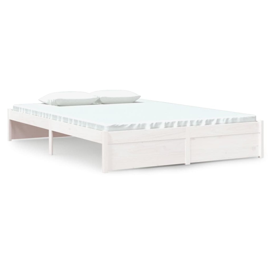 Estructura de cama madera maciza blanca 140x200