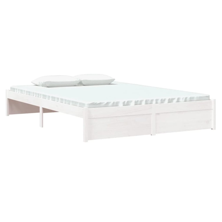 Estructura de cama madera maciza blanca 140x200