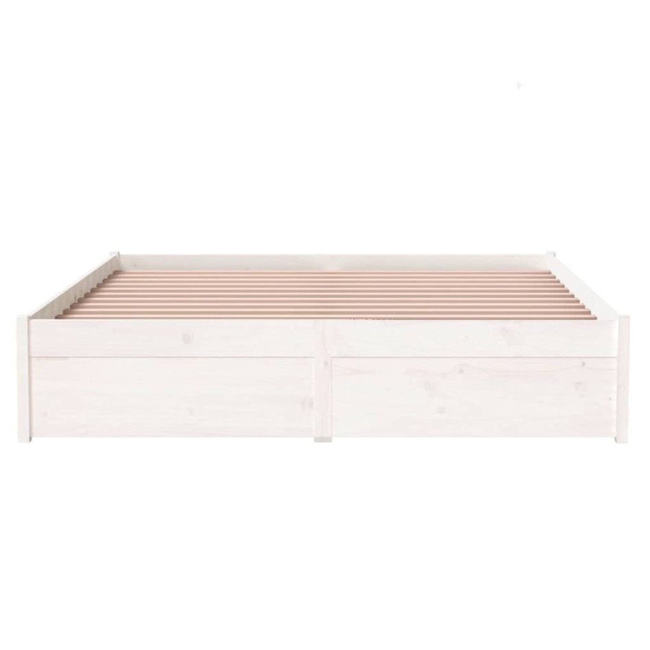 Estructura de cama madera maciza blanca 140x200
