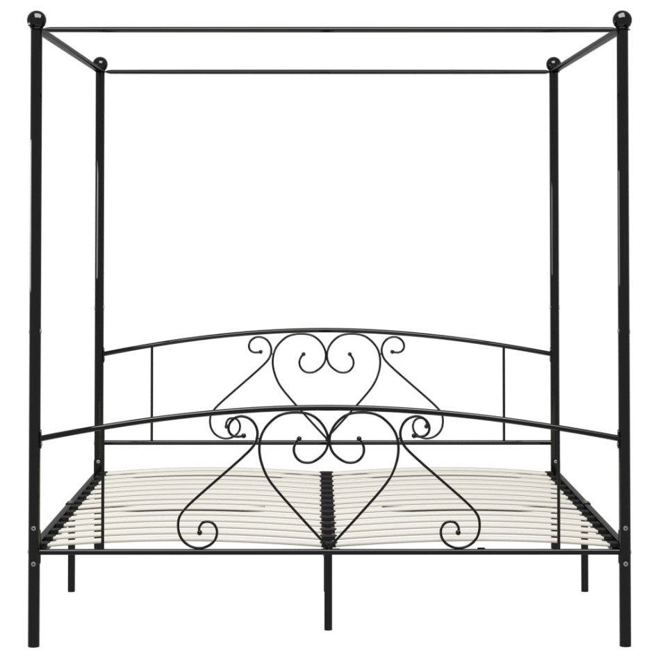 Estructura de cama con dosel metal negro 180x200