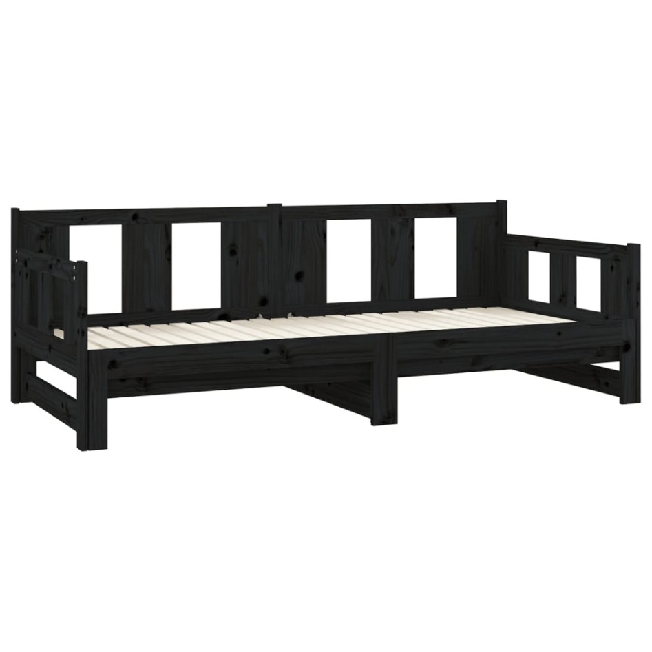 Sofá cama extraíble madera maciza de pino negro 2x(80x200)