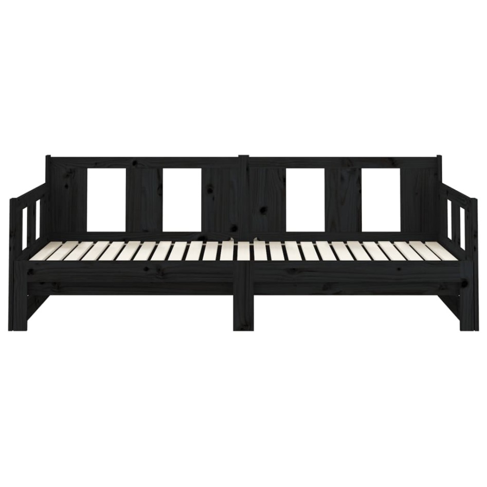 Sofá cama extraíble madera maciza de pino negro 2x(80x200)