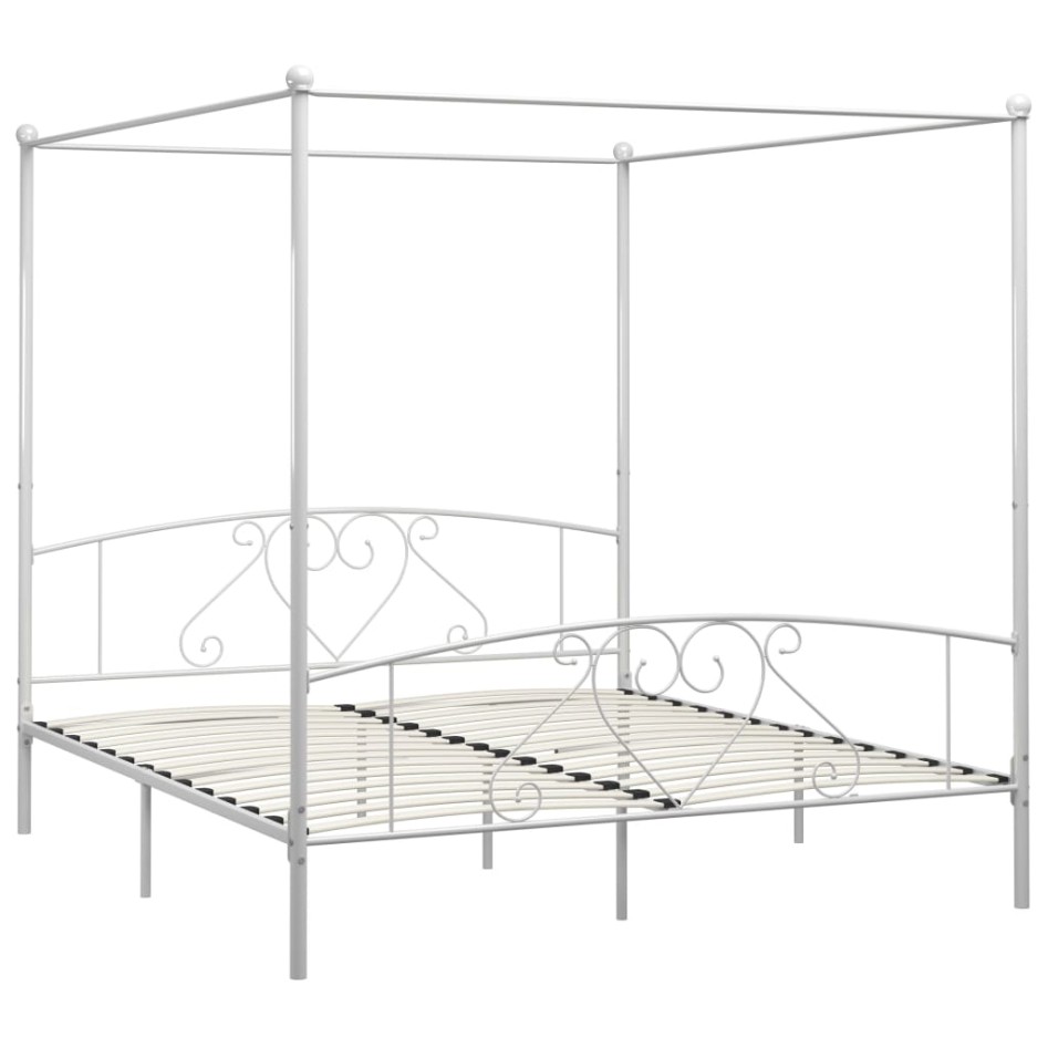 Estructura de cama con dosel metal blanco 180x200