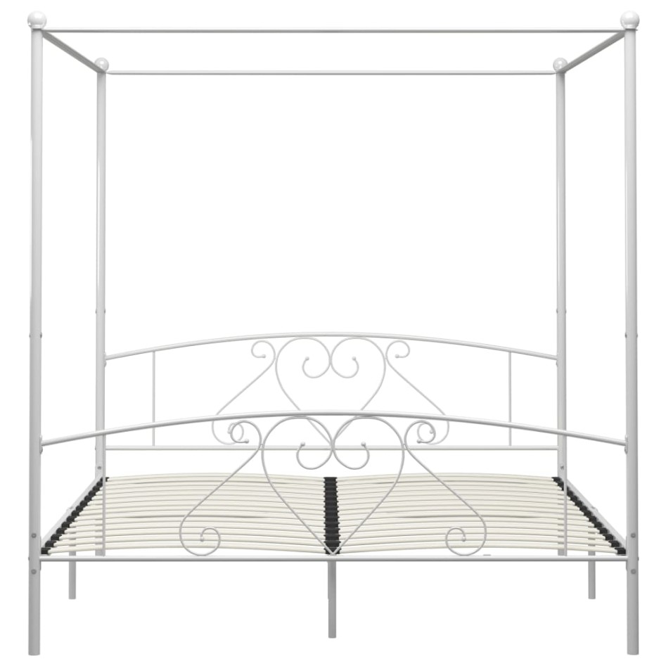 Estructura de cama con dosel metal blanco 180x200