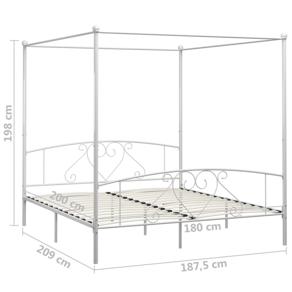 Estructura de cama con dosel metal blanco 180x200