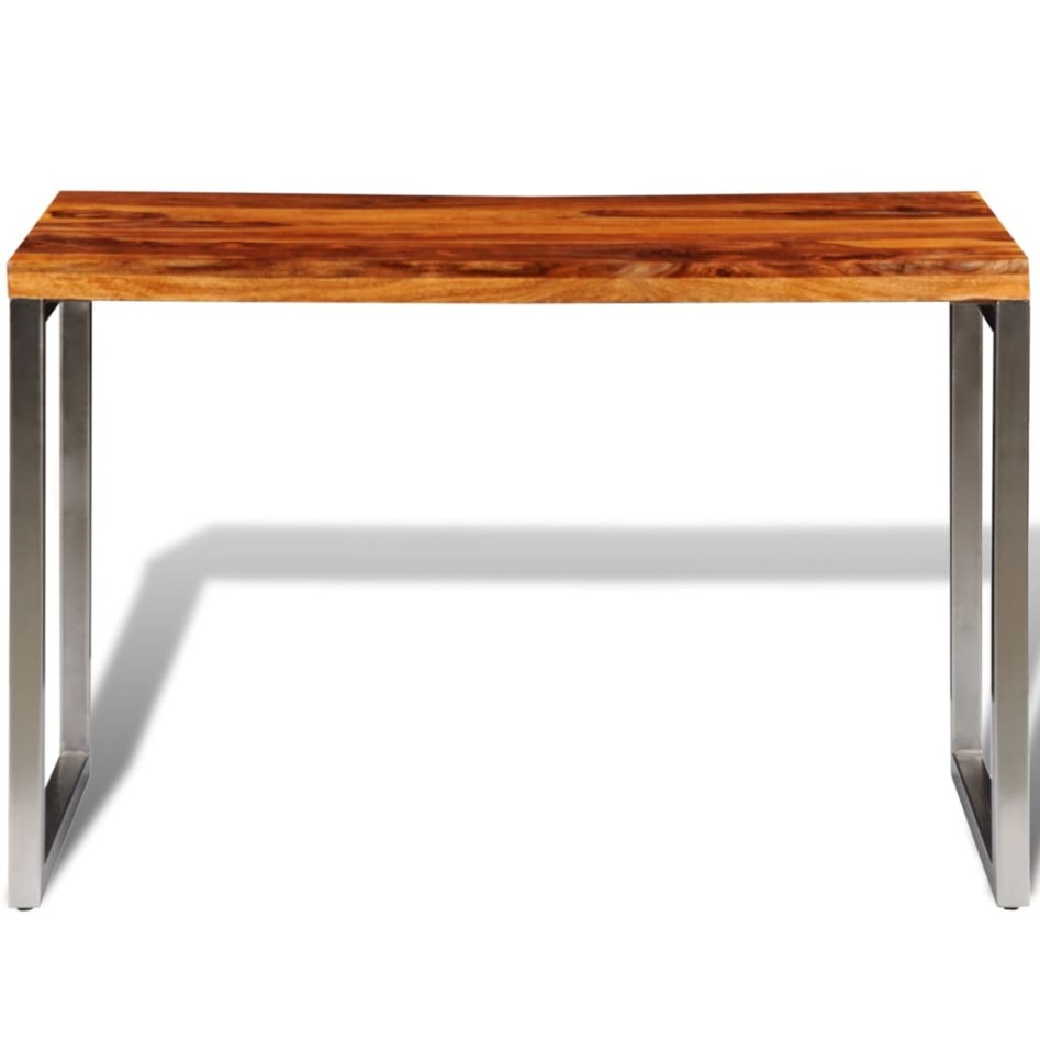 Mesa de comedor con patas de acero y madera maciza de