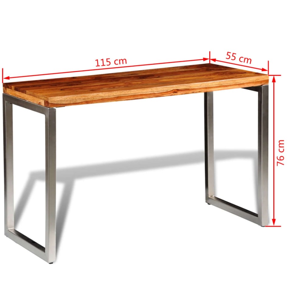 Mesa de comedor con patas de acero y madera maciza de