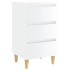 Mesita de noche patas madera 2 uds blanco brillo 40x35x69