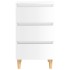 Mesita de noche patas madera 2 uds blanco brillo 40x35x69