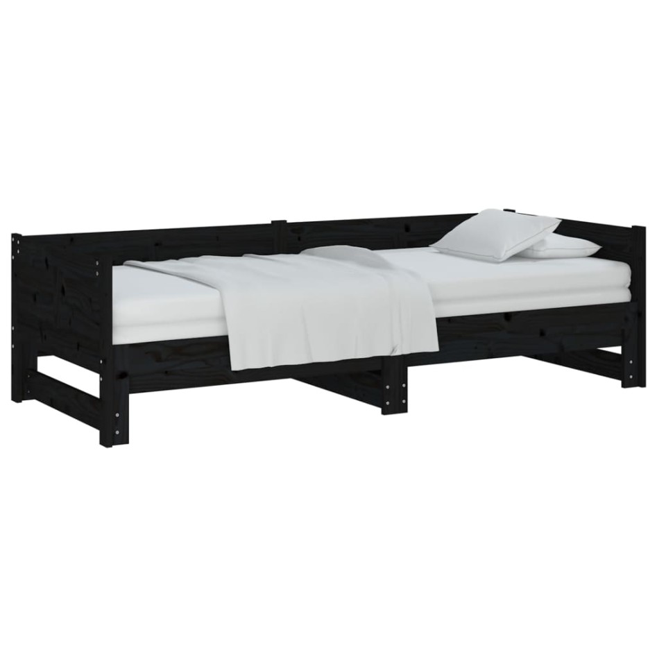Sofá cama extraíble madera maciza de pino negro 2x(90x190)