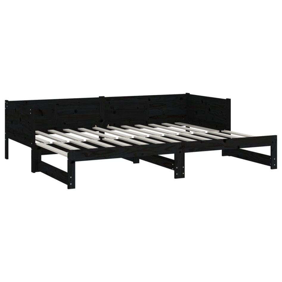 Sofá cama extraíble madera maciza de pino negro 2x(90x190)