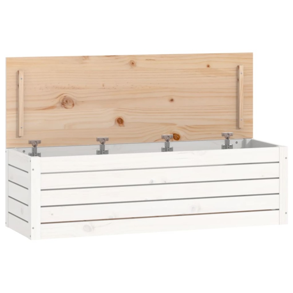 Caja de almacenaje madera maciza de pino blanco 109x36,5x33