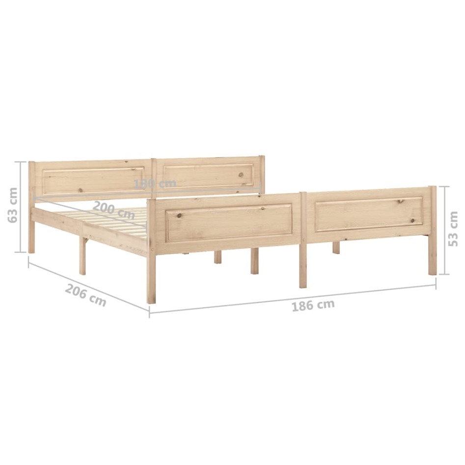 Estructura de cama de madera maciza de pino 180x200