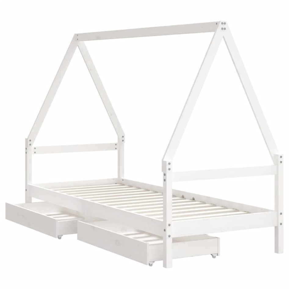 Estructura cama niños con cajones madera pino blanco 90x200