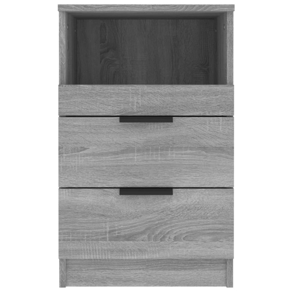 Mesitas de noche 2 uds madera contrachapada gris