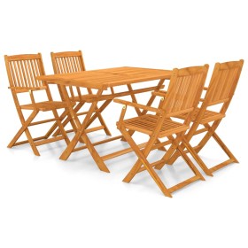 Set comedor de jardín plegable 5 piezas madera maciza de